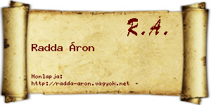 Radda Áron névjegykártya